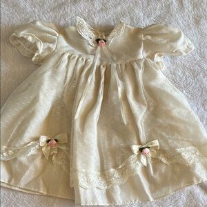 Vintage JOLENE Elegant Cream Kids Dress with Lace Details